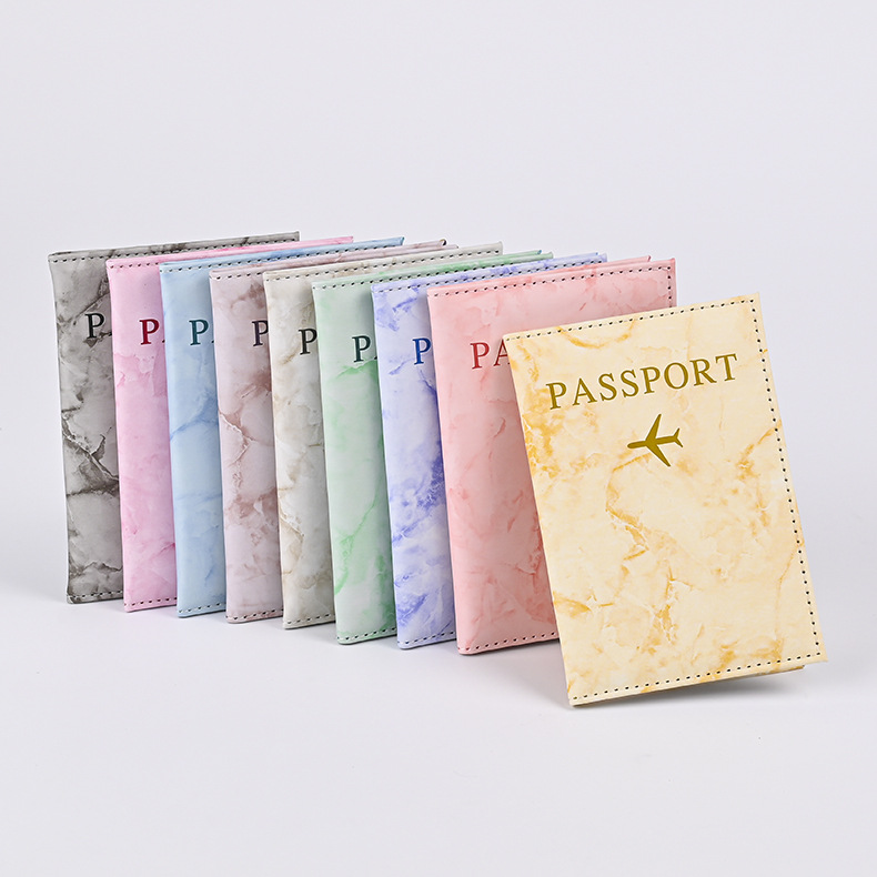 Travel Accessories Plane - Macaron Color Marble Pattern Passport Covers