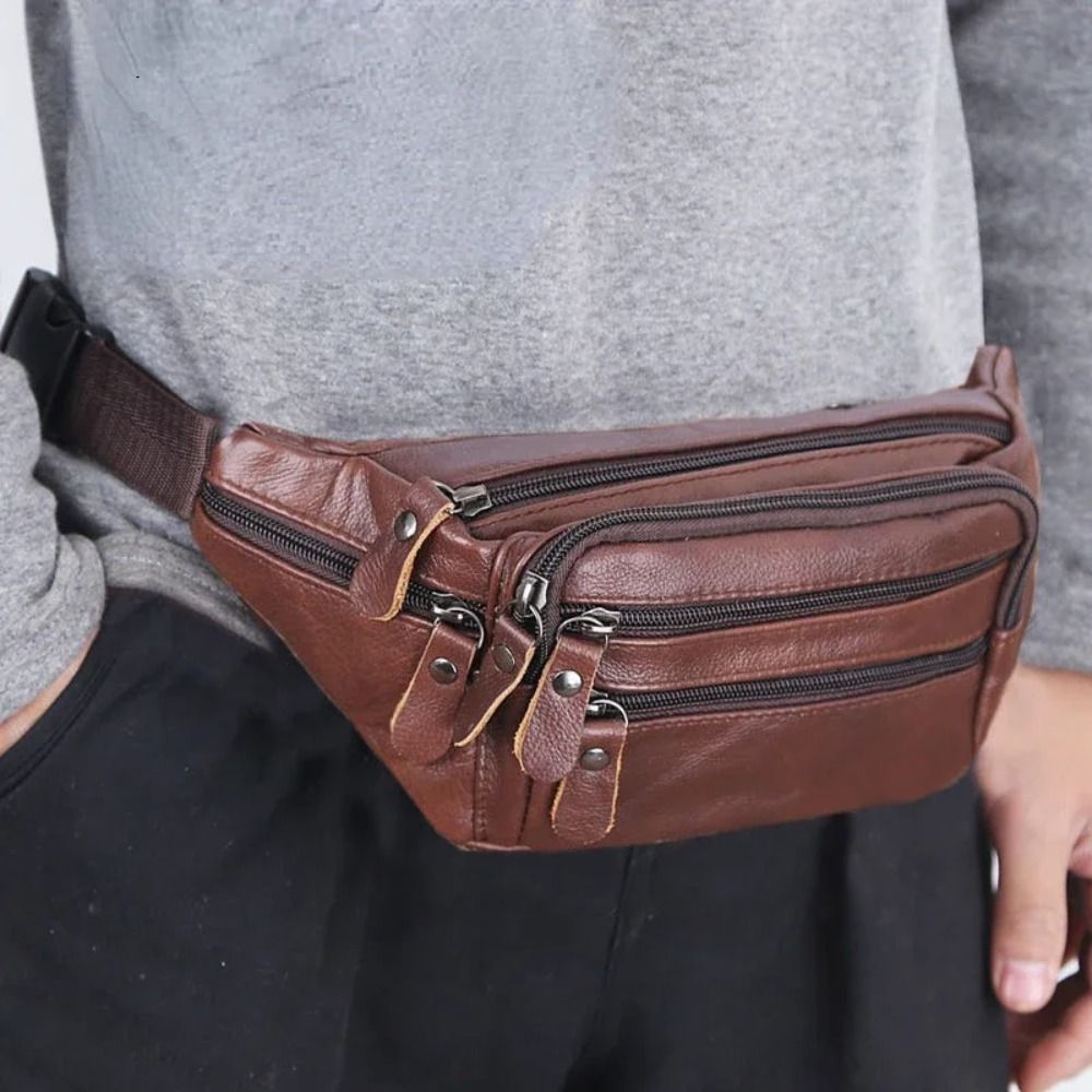 Zipper PU Leather Men's Waist  - Travel Accessories Leather review and price