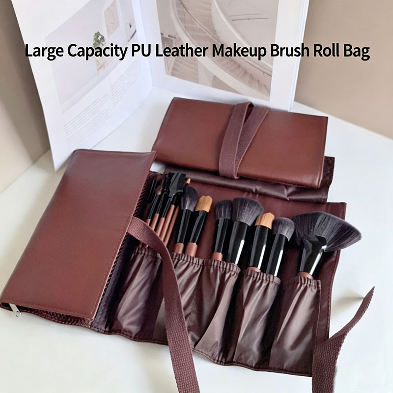 PU Leather Makeup Brush Roll B - Travel Accessories Leather review and price