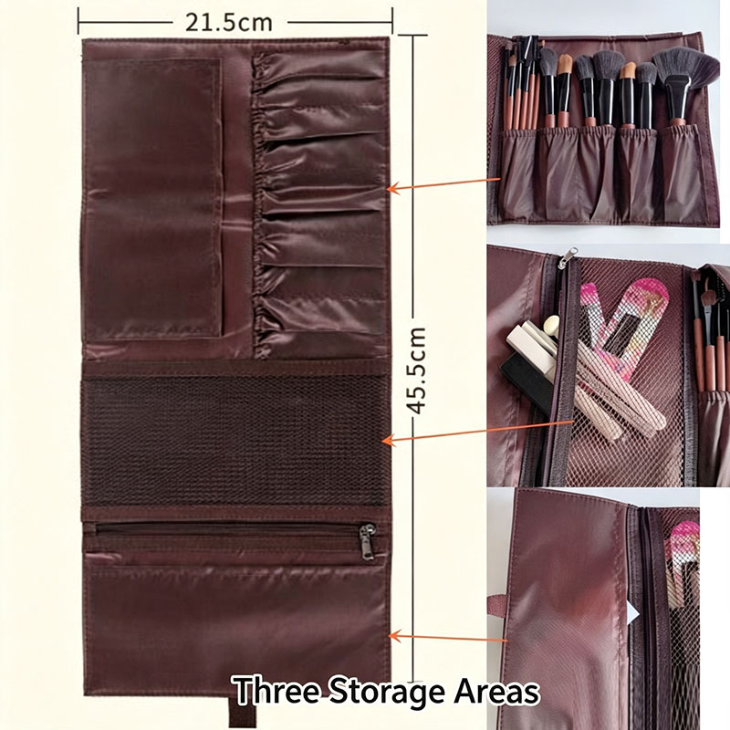 PU Leather Makeup Brush Roll B - Travel Accessories Leather review and price