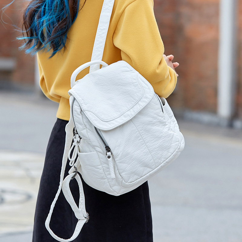 Women's Backpack White Washed  - Travel Accessories Leather review and price