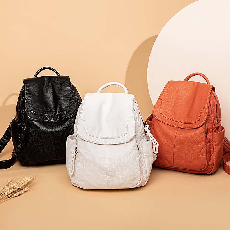 Women's Backpack White Washed  - Travel Accessories Leather review and price