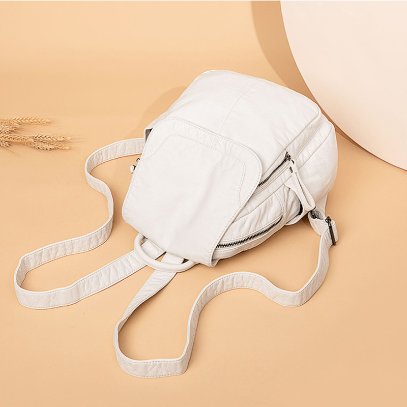 Women's Backpack White Washed  - Travel Accessories Leather review and price